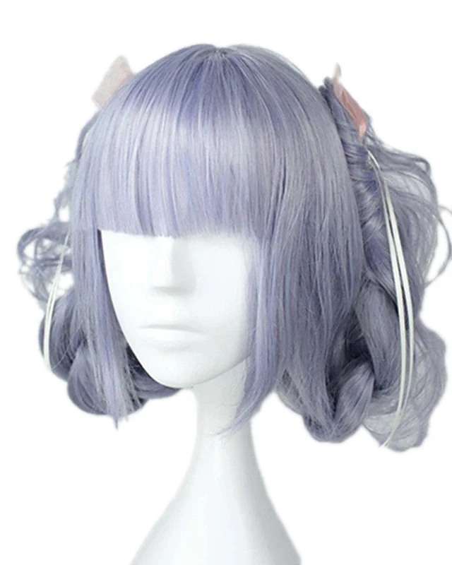 

Short Bangs Long Hair 32 inch Purple Blue Harajuku Lolita Cosplay Princess Sweet High Temperature Silk COS Wig, Pic showed