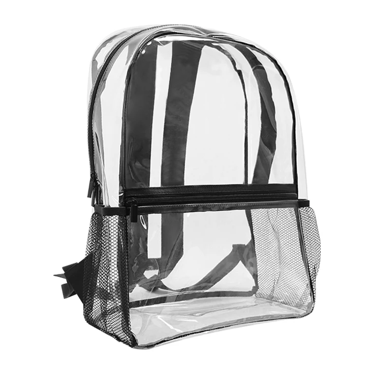 

Clear Backpack Waterproof Transparent Daypack for School Work Travel, Black or custom