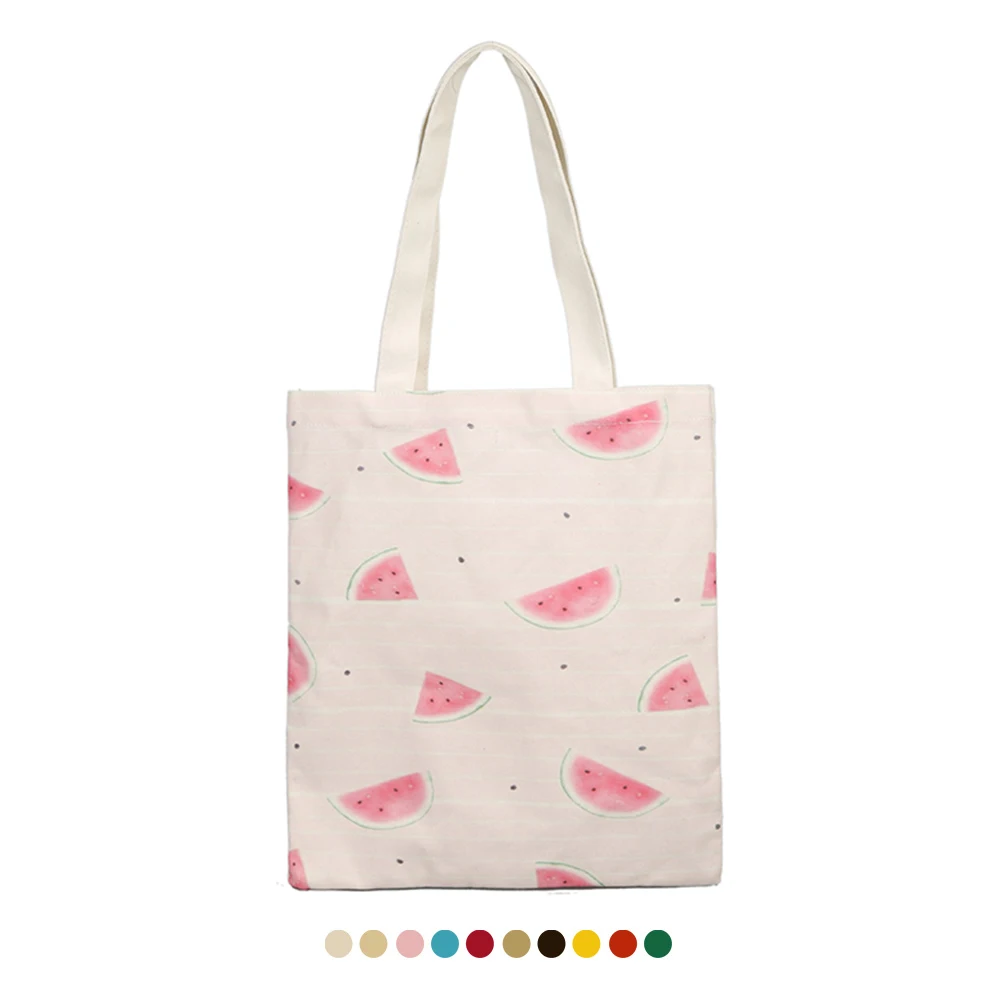 

Factory Wholesale Watermelon Full Color Printed Girl Cotton Canvas Tote Bag