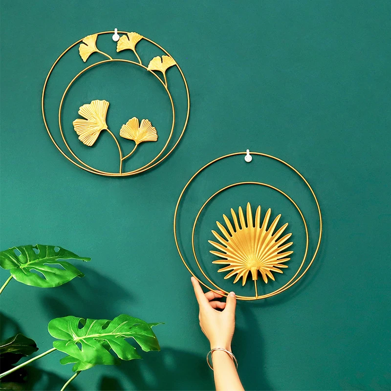 

Artilady 2021 Nordic Style Metal Wall Hanging Ornaments Home Decoration Living Room Wall Hanging Macrame Decor, Gold