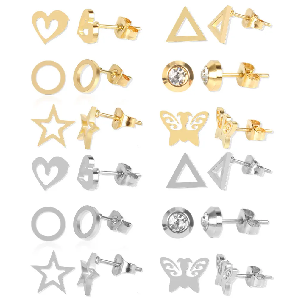 

Wholesale Stainless steel non tarnish earrings geometric Earrings stud earring set