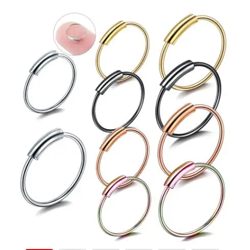 

1PC Steel Hinged Clicker Seamless Piercing Nose Rings Hoop Lip Ear Septum Helix Rings Cartilage Rook Piercings Clip Gift Jewelry