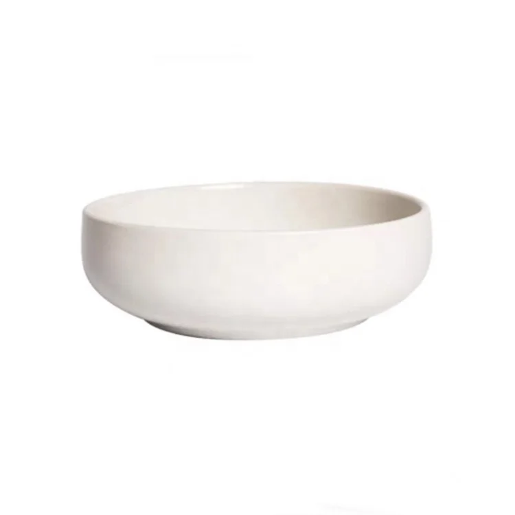 

Restaurant Used Stackable Shallow Korean Style Ceramic Rice Soup Serving Bowl