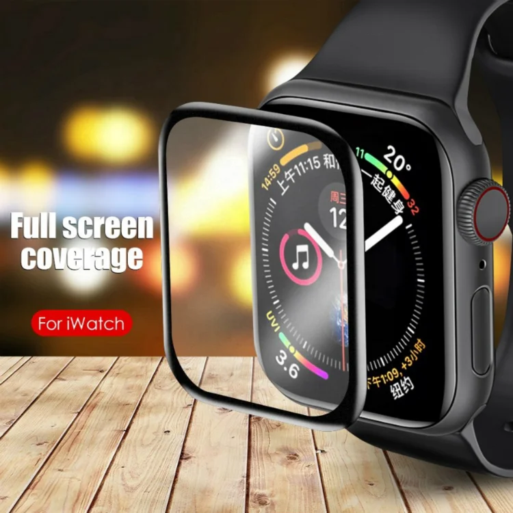

Ceramic 3D Full Glue Full Cover Smart Watch Screen Protector Tempered Glass for Watches for Apple Watch, Black