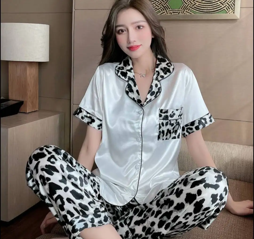 

Rongxi Womens Satin Pajamas Sleepwear Solid V Neck short Sleeve PJ Set Night wear