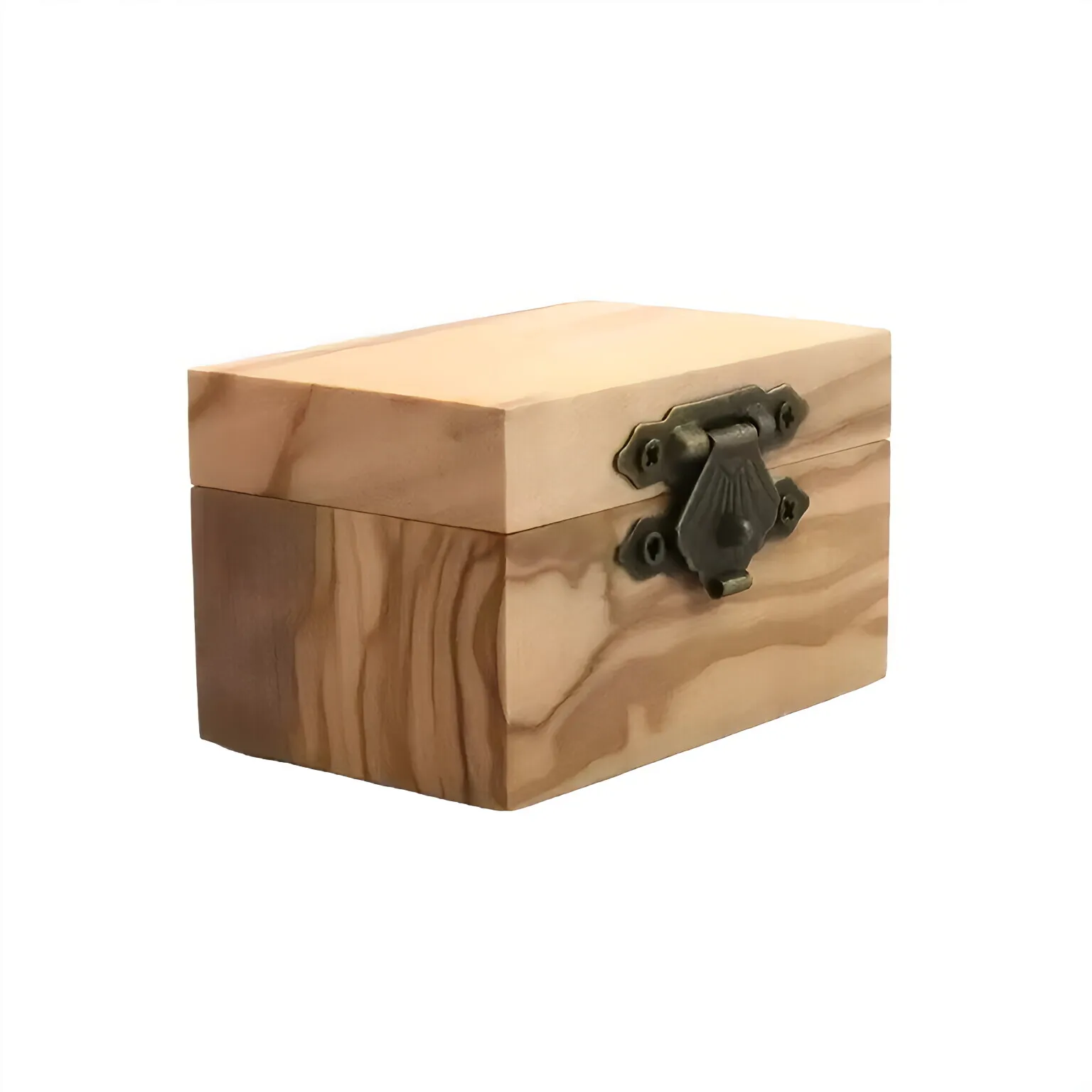Poya Fashion Design Smooth Natural Olive Wood Rectangle Ring Box Elegant Carton Jewelry Gift Packing