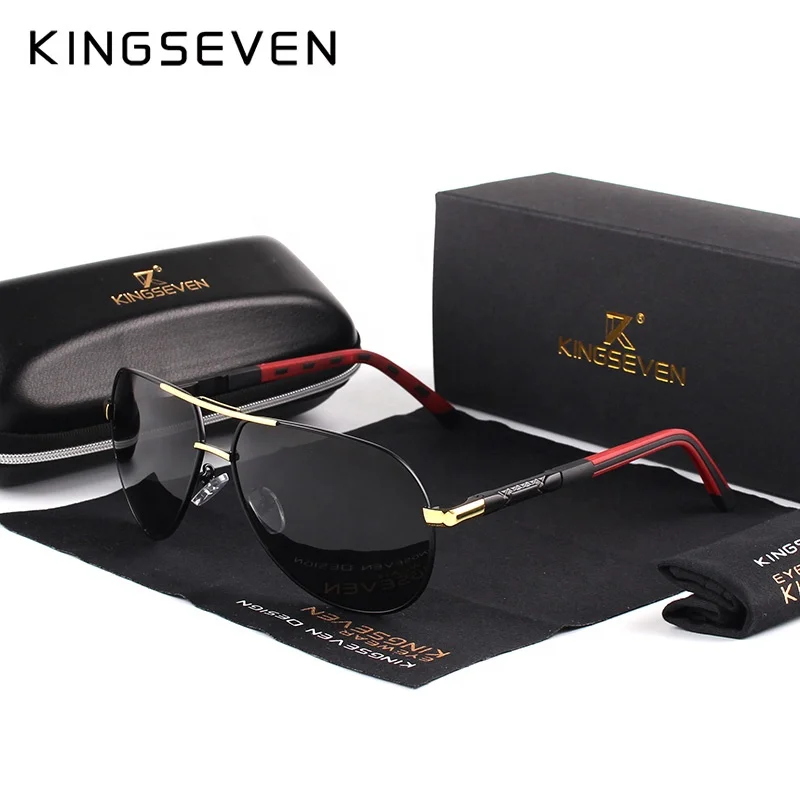 

KINGSEVEN Vintage Glasses Men Aluminum Polarized Sun Glasses For Men Coating Lens Eyewear Glasses Women Driving Shades 725, 7 colors