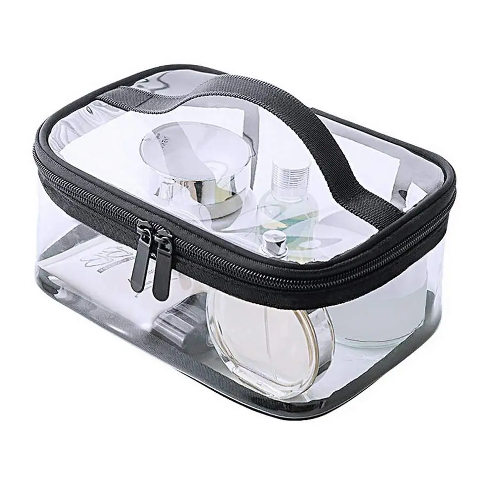

Wholesale Waterproof black Make up Bag Portable Clear PVC Travel Bag Business Trip Toiletry cosmetic bag, Customized color