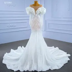 latest wedding gown luxury long sleeve sexy fashio