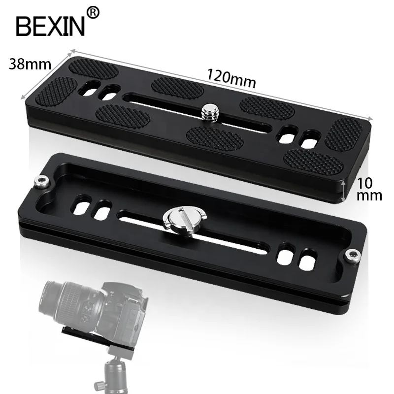 

BEXIN Wholesale tripod spare parts accessories mount plate arca swiss plate 120mm quick release plate for tripod head, Black