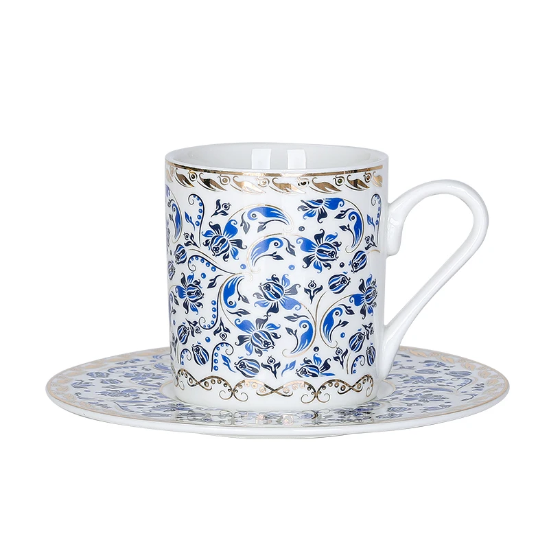 

elegant desing arabic small Ceramic cup and saucer set, Pink,grey,yellow,etc/customized