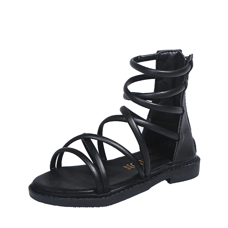 

Girls Strap Open Toe Sandal Shoes Children Casual Summer Sandals, White/black