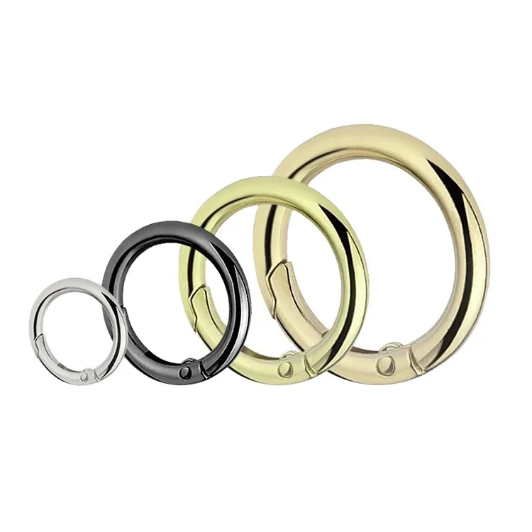 

Custom Latest Zinc Alloy Spring Ring Key Ring Bag Accessory Round Spring Gate O Ring