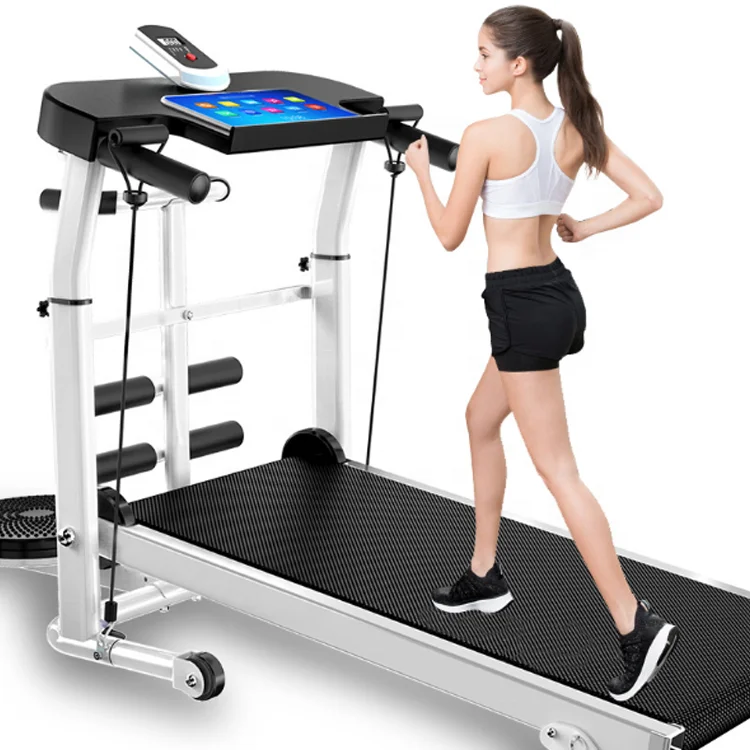 

2021 Amazon hot sale cheap price multifunctional mechanical large belt foldable walking running manual treadmill for home, Black