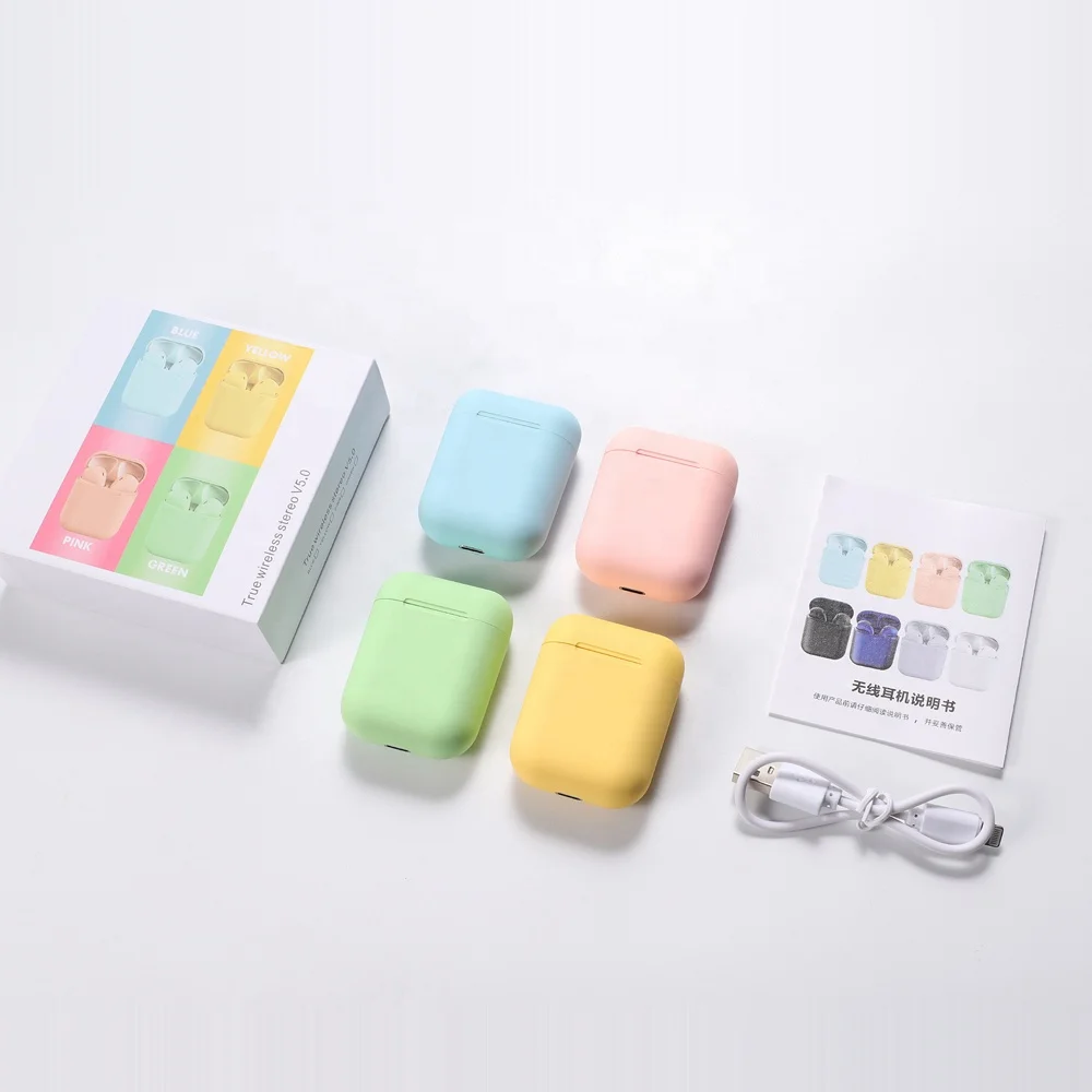 

Popular i12 TWS Touch Wireless Headphone Headset Mini Blue tooth Earphone Earbuds BT 5.0 Macaron inpods 12 TWS inPods 12