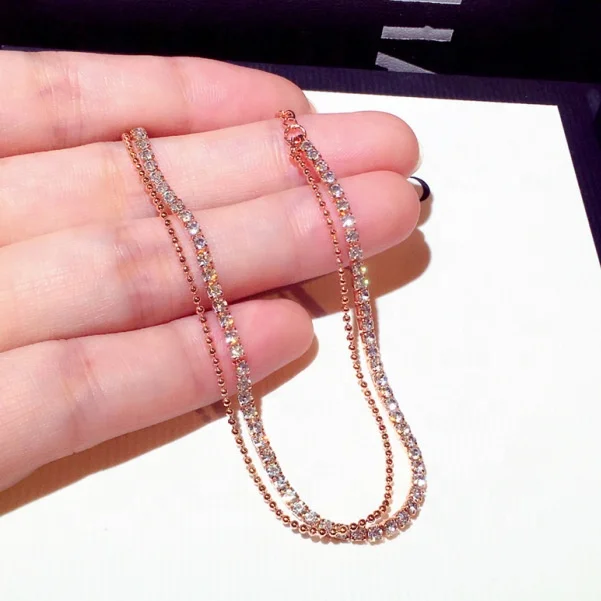

New Fashion Bracelets Simple Rose Gold Color Silver Color Rhinestone Bracelet For Women Bracelet Jewelry Female, Customized color