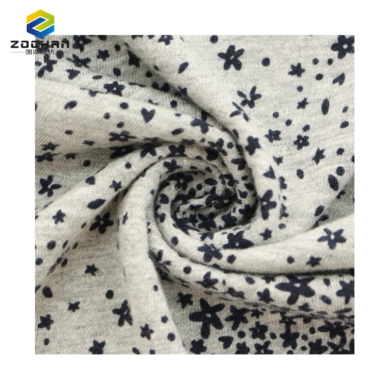 

factory 210gsm 100% cotton slub printed jersey Sustainable knit fabric for Garment clothing