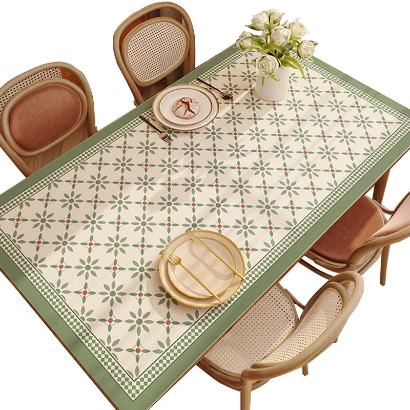 

Silicone Leather Tablecloth European waterproof oilproof table mat custom square rectangle table protector