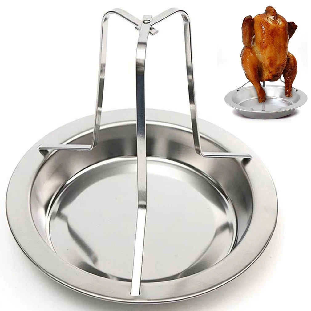 

Stainless Roast Beercan Chicken Rack Steel Professional Holder Vertical Griller Table Industrial Drip Pan