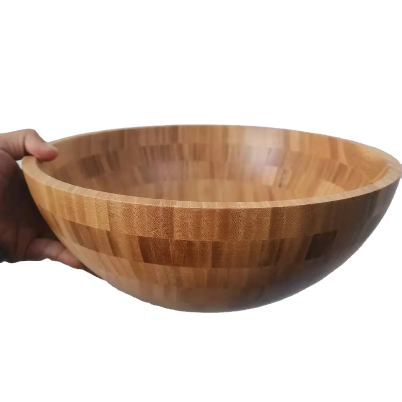 

High Quality Factory Wholesale Custom Wooden Recycle Round Large Serving Antique Natural Bamboo Salad Bowl for Food Fruit Set