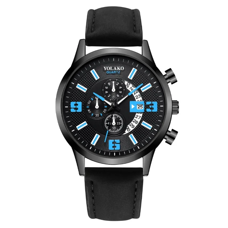 

New Fashion 2021 Men's Date Display Leather Digital Quartz Clock Men's Military Student Men's Watch, 5 colors