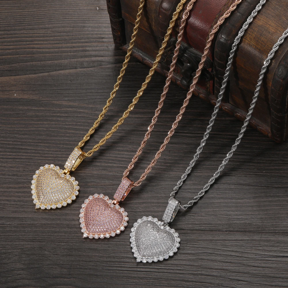 

CN384 Pendant Bling Bling Brass Setting CZ Hip Hop Necklace Iced out Jewelry