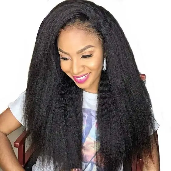 

Cuticle Aligned Virgin Brazilian Hair Kinky Straight Wigs Super Thinner Invisible Transparent HD Lace Lace Frontal Wig, Natural color