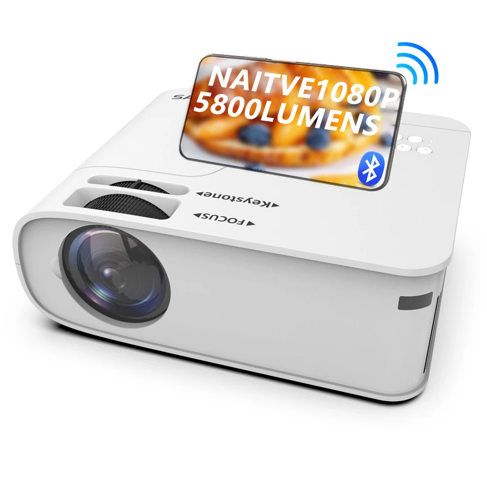 

Salange P86 Movie Projector 4K Support Native 1080P Portable 5G Wifi Mirror 5800 Lumens Home Theater Video Beamer Proyector