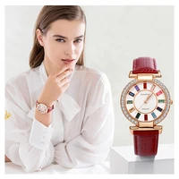 

watch-1 xuping rose gold color Elegant New women's fake leather watches with three different strap colors
