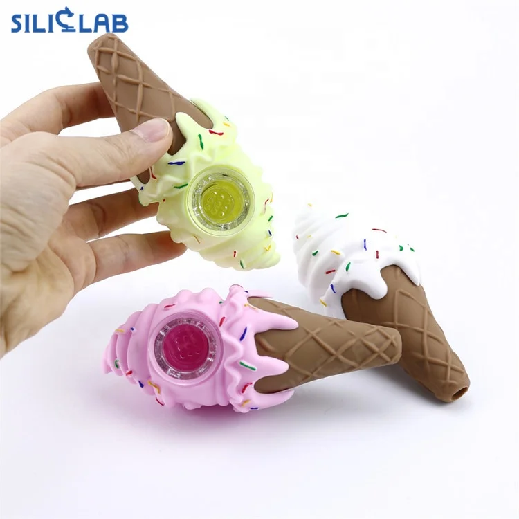 

Summer vibe hot selling ice cream hand pipes tobacco silicone smoking pipes, Pink, white, green