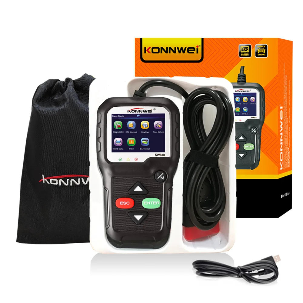 Portable Handheld Red Diagnostic Scanner Auto Kw680 Support Xp Win7