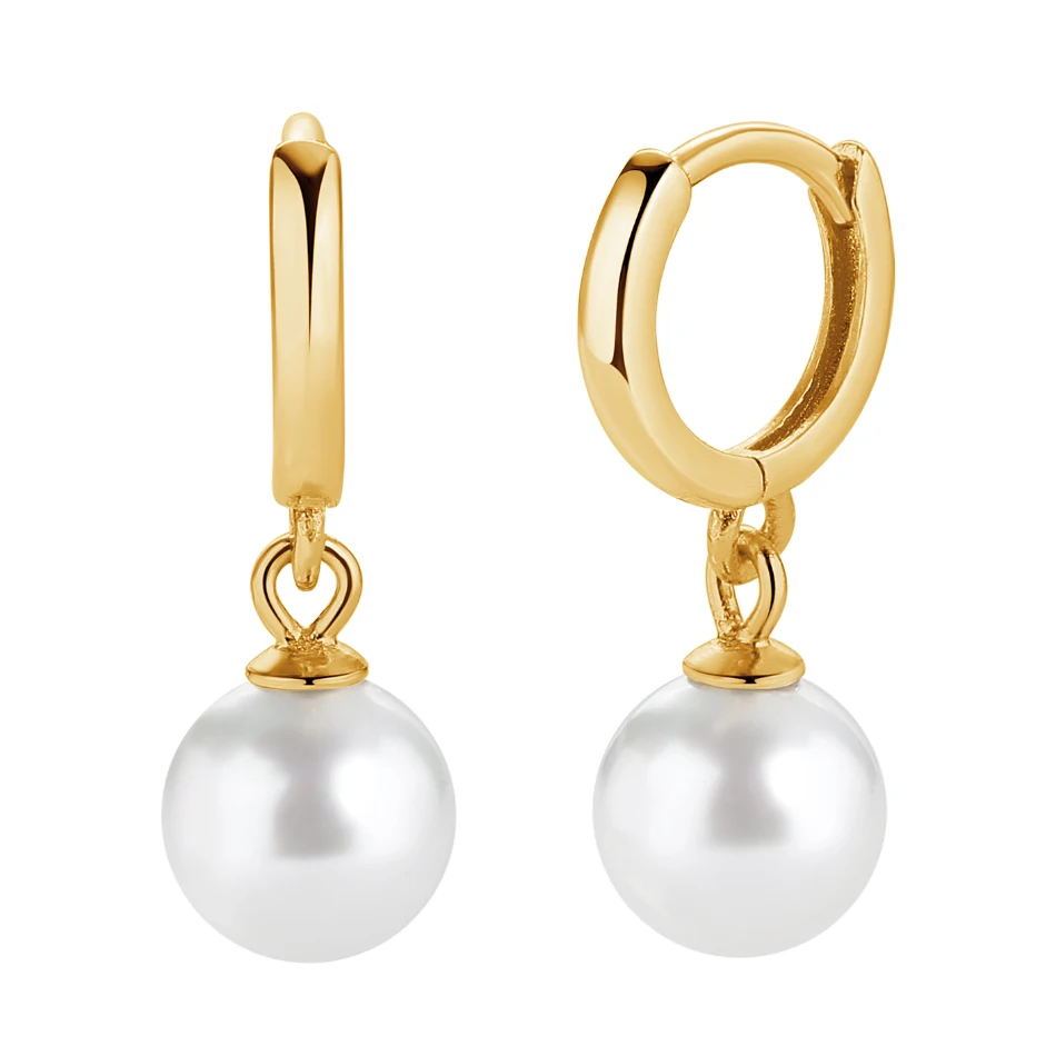 

Nagosa Fine Jewelry 925 Sterling Silver Wholesale 18K Gold Vermeil Pearl Hoops Earrings For Women