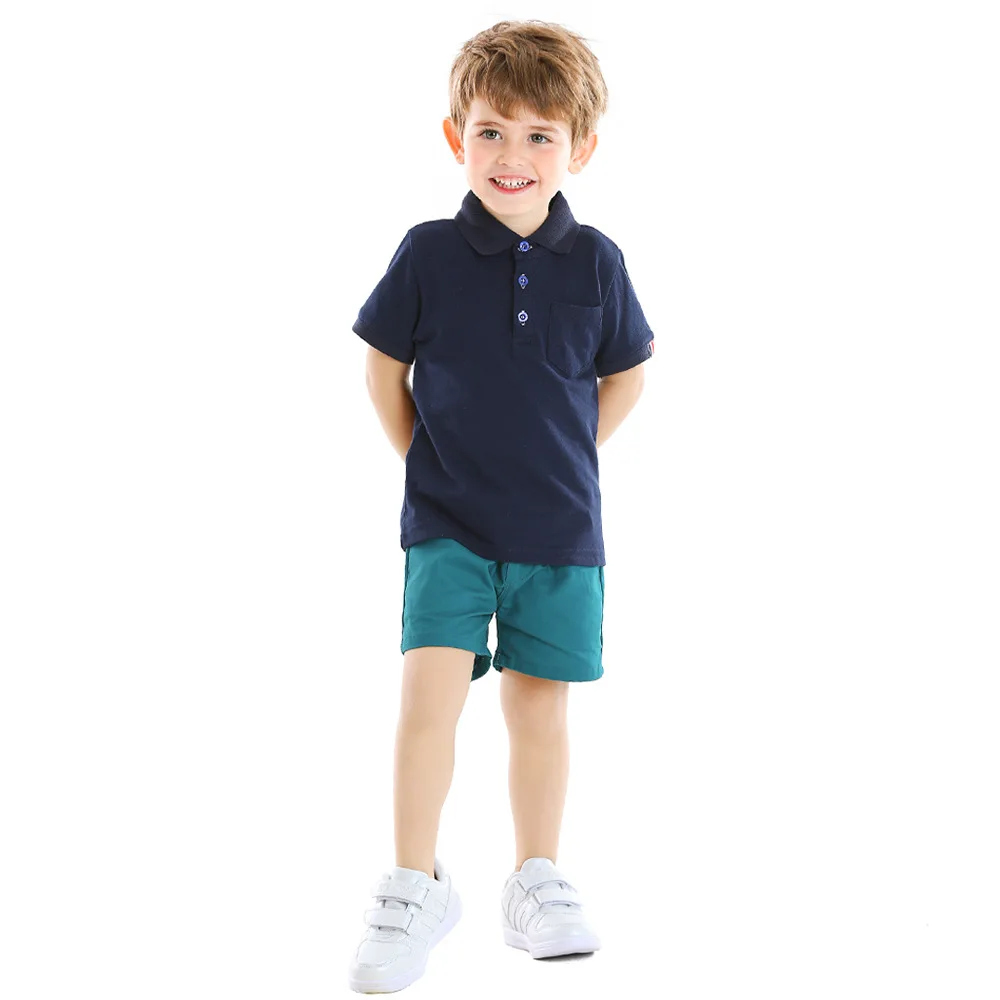 

Different sizes kids polo shirt and shorts baby boy's cotton clothing sets children summer clothes, As picture