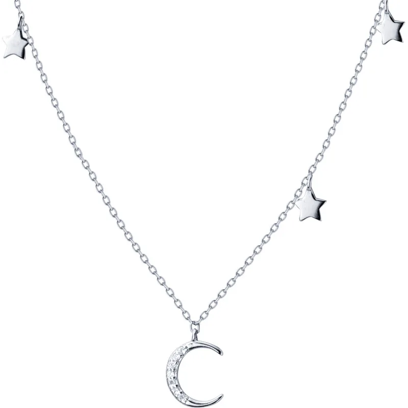 

N1312 Bulk Wholesaler Accessories Silver Moon Star Short Adjustable Neck Choker Collar Diamond Necklace