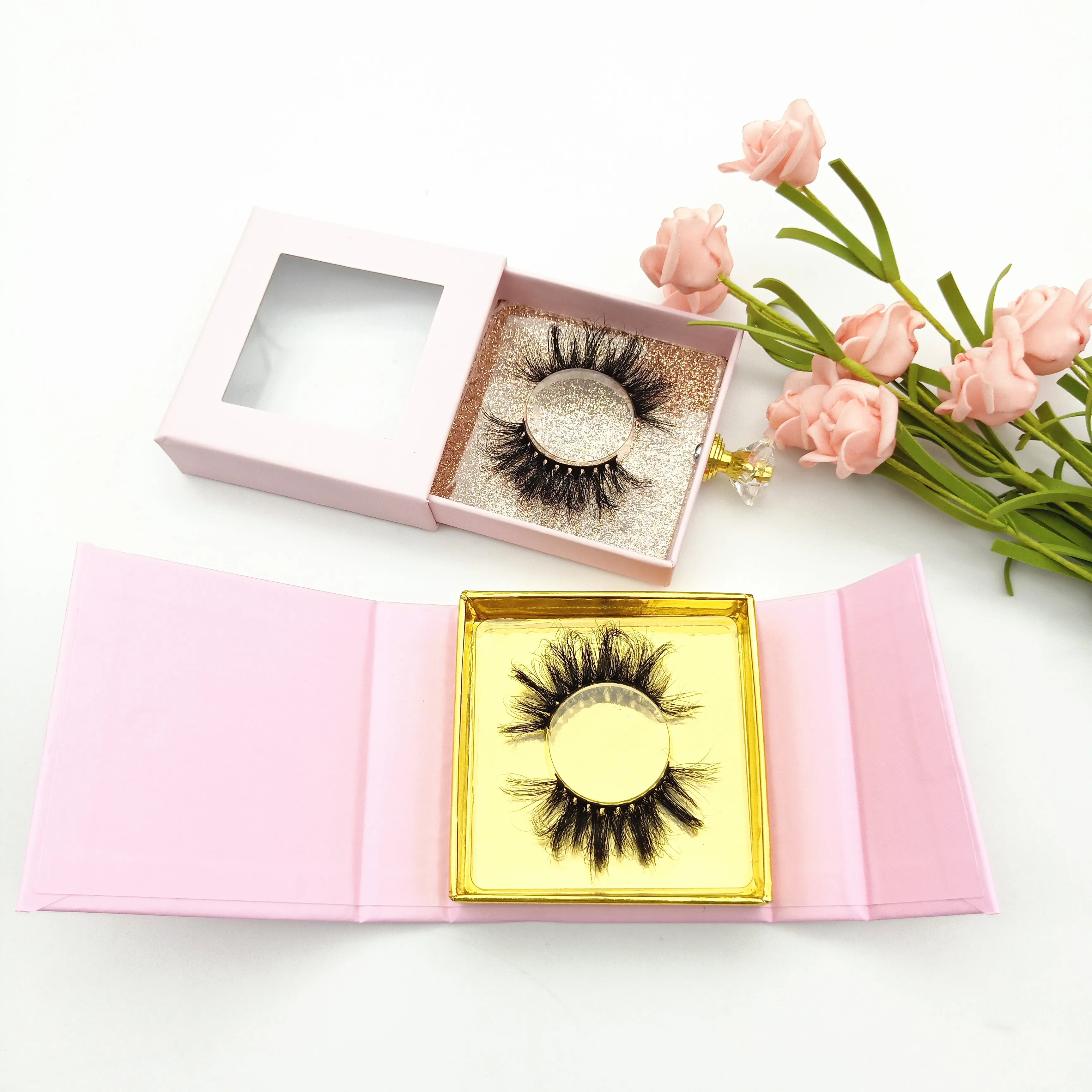 

Super Fluffy Mink Eyelashes Lashes3d Wholesale Vendor 25mm Eye Lashes Custom Private Label Eyelash Packaging Box, Black