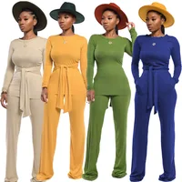 

MT29-6634 Women's fashion casual round neck long sleeve with strap set two sets