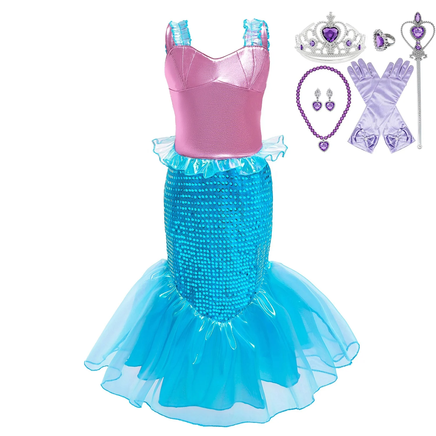 

New Kids Sequin Mermaid Princess Party Dress Girls Carnival Halloween Cosplay Costumes Dresses