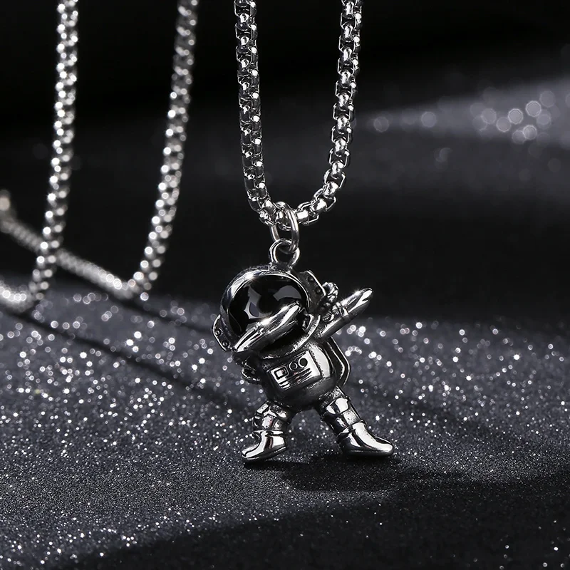 KALEN Hip Hop Creative Spacemen Stainless Steel Astronaut Robot Pendant for Necklace