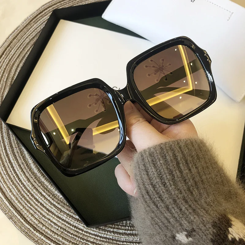 

New 2021 Hot Selling Fashion Big Frame Transparent Shade Women Square Oversize Designer Famous Brands Luxury Sunglasses, Mix color