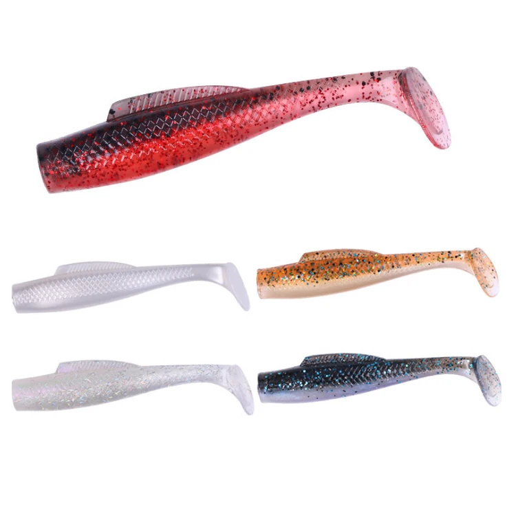 

UV COLOR 6pcs/bag 4.6g 8cm TPR t Tail Grubs soft fishing Lure Jig Head soft lure for bass fishing lure