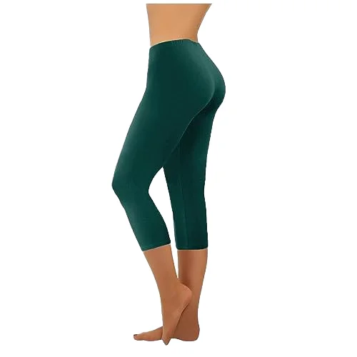及膝长度Solid Color Four向弹力女性Tight-Fitting裤