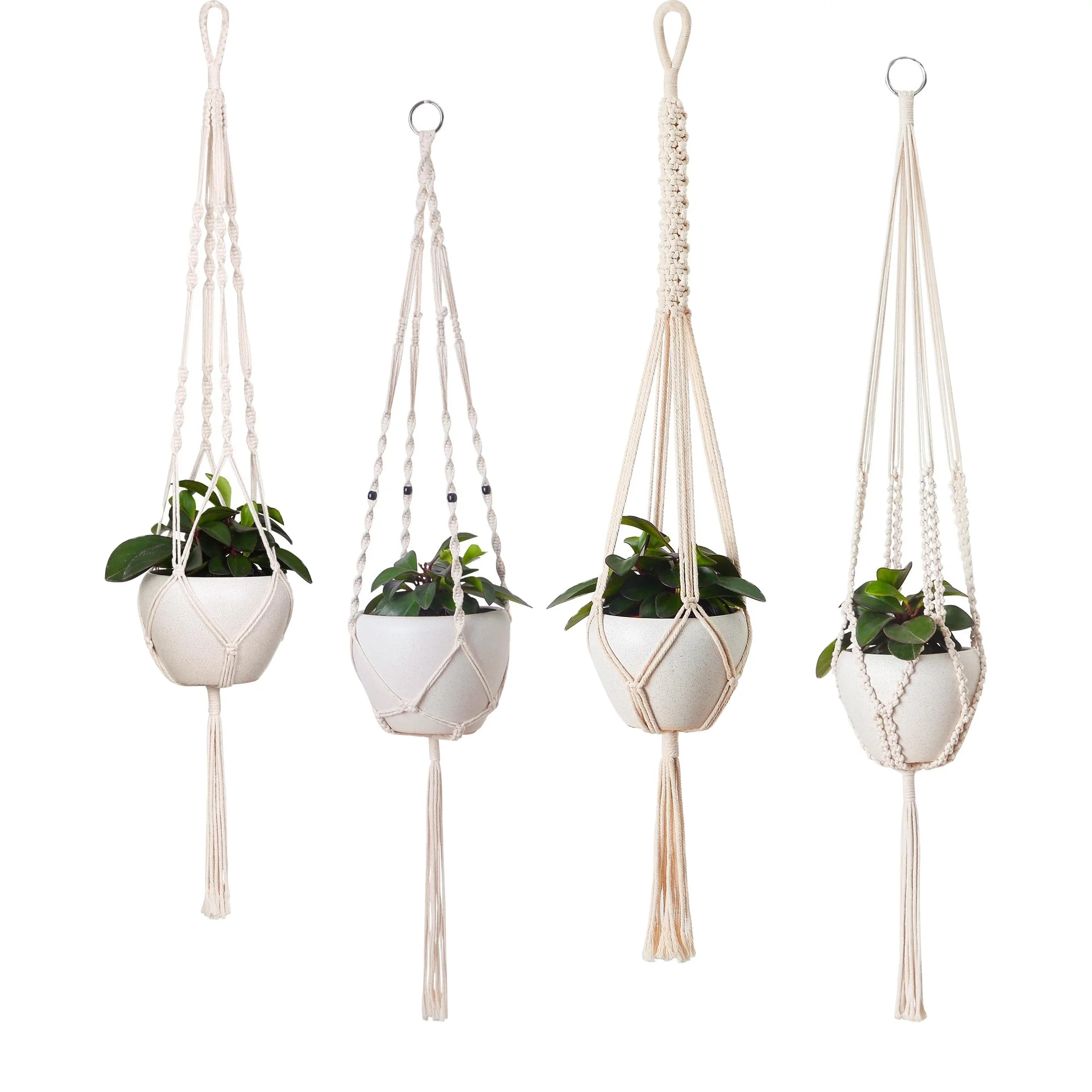 

Macrame Plant Hangers Indoor Different Size Hanging Planter Basket Flower Pot Holder with Beads Hand-woven Flower Pot holders, Customized color