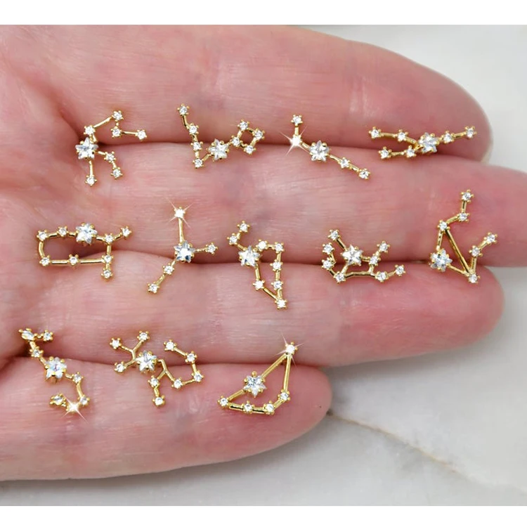 

wholesale 925 Sterling Silver horoscope zodiac stud earrings for women girls