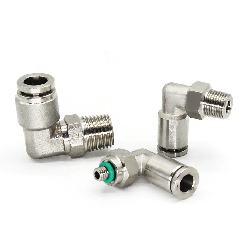 

Stainless steel pneumatic connector right angle thread Elbow push in quick connect connector air hose pneumatic connector