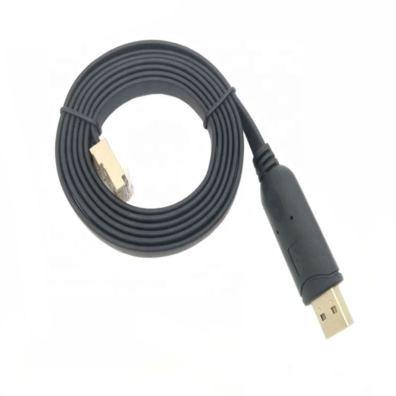 

Hot selling 1.8m black USB FTDI to RJ45 gold plated rollover console flat cable