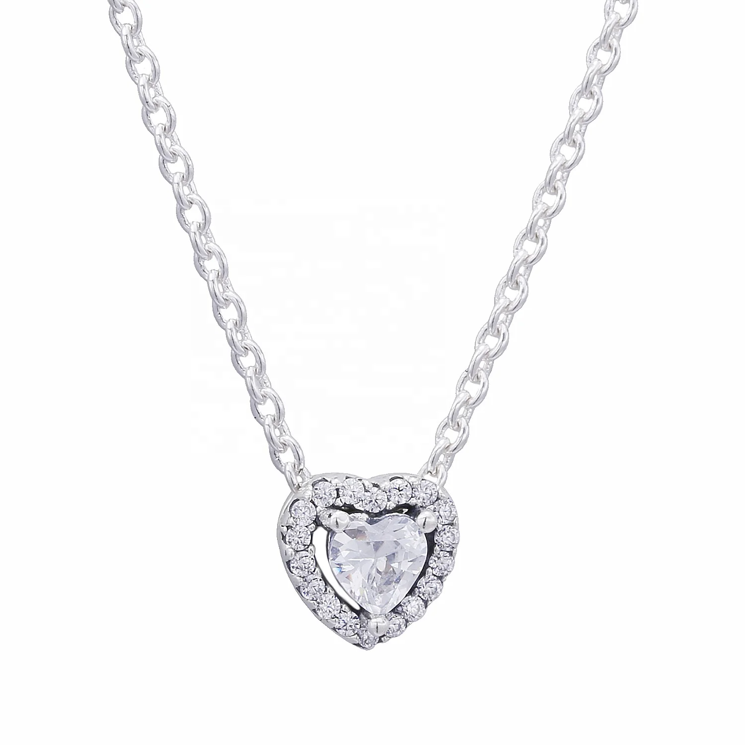 

Hot seller crystal heart pendant necklace trendy love jewelry 925 silver necklace