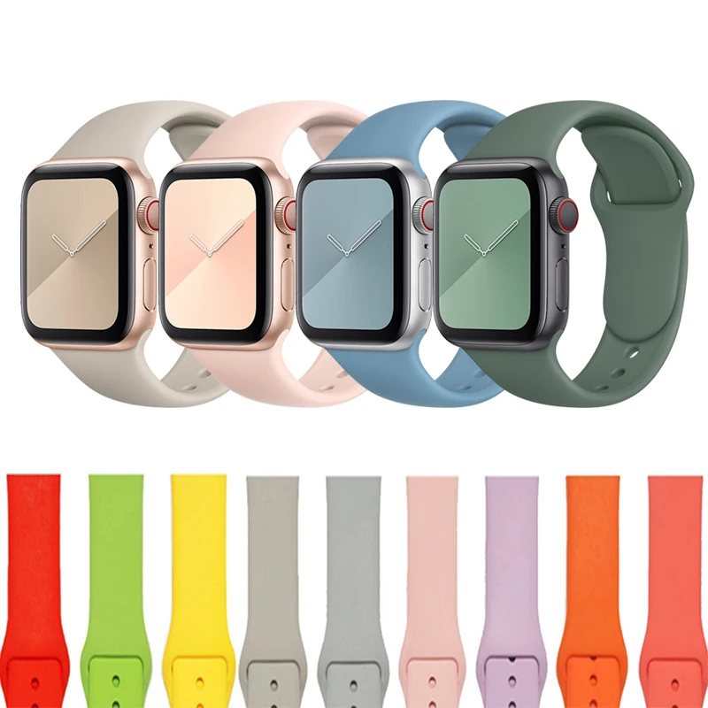 

40mm 44mm t900 t500 straps band For apple watch band silicone watch straps for i watch series 6 w26, 51 colors optional