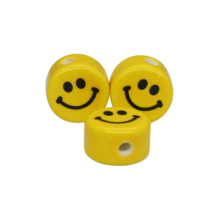 

2021 New Porcelain Smiling Face Letter Beads Enamel Smiley Face Beads Ceramic Alphabet Smiley Face Beads, White