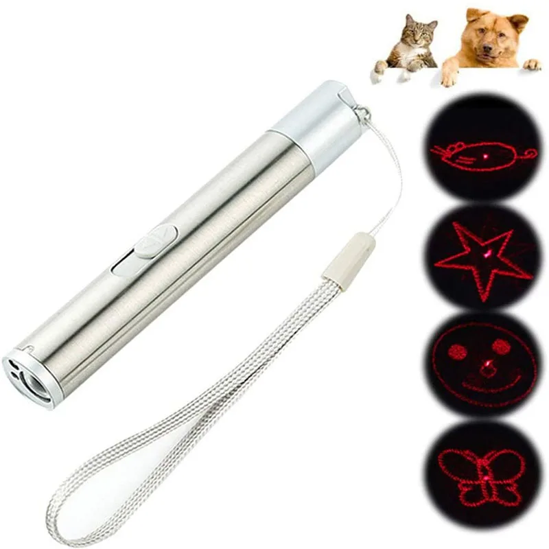 

Popular Rechargeable 3 Mode Pet Training Exercise Chaser Tool Interactive Cat Laser Toys, Silver