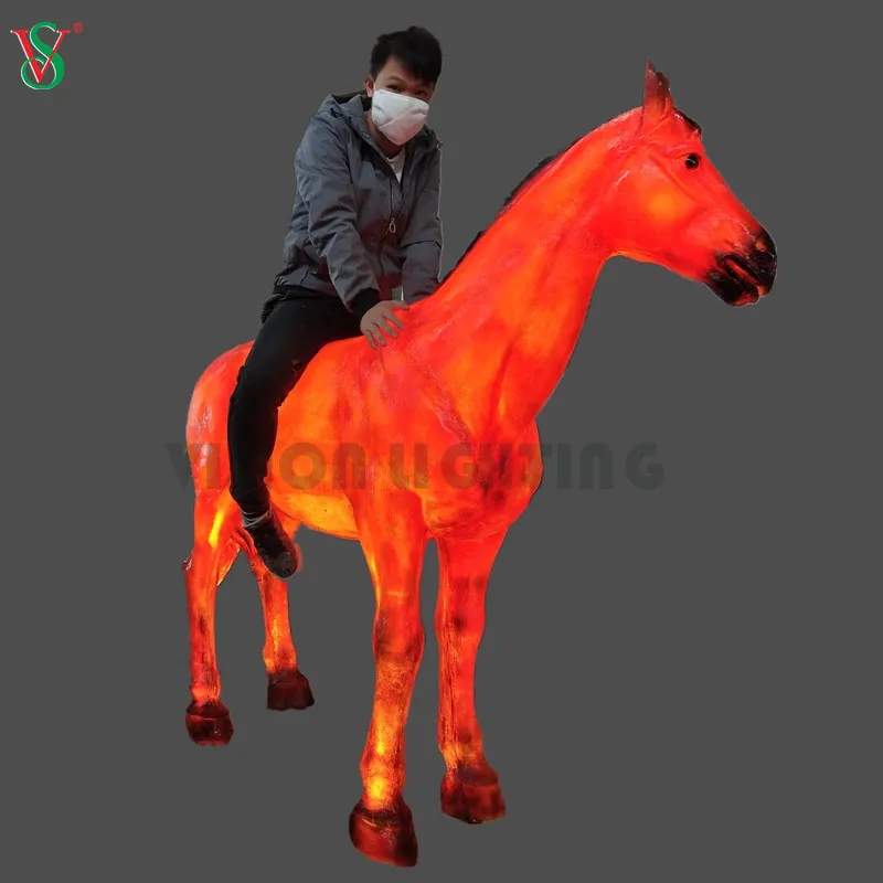 Theme Park Light Up Horse Fiberglass Resin Animal Statue Sculpture For